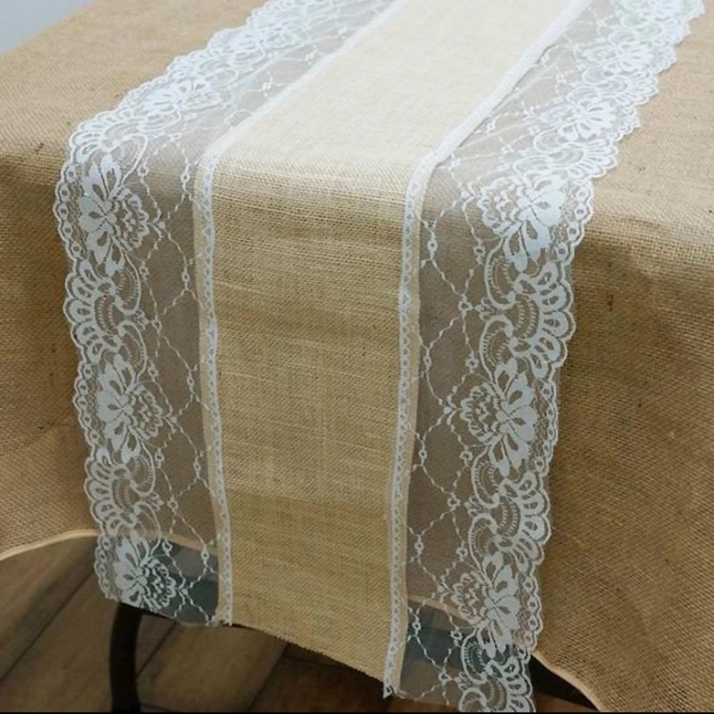 SOLD 18 Burlap & Lace Table Runners SOLD